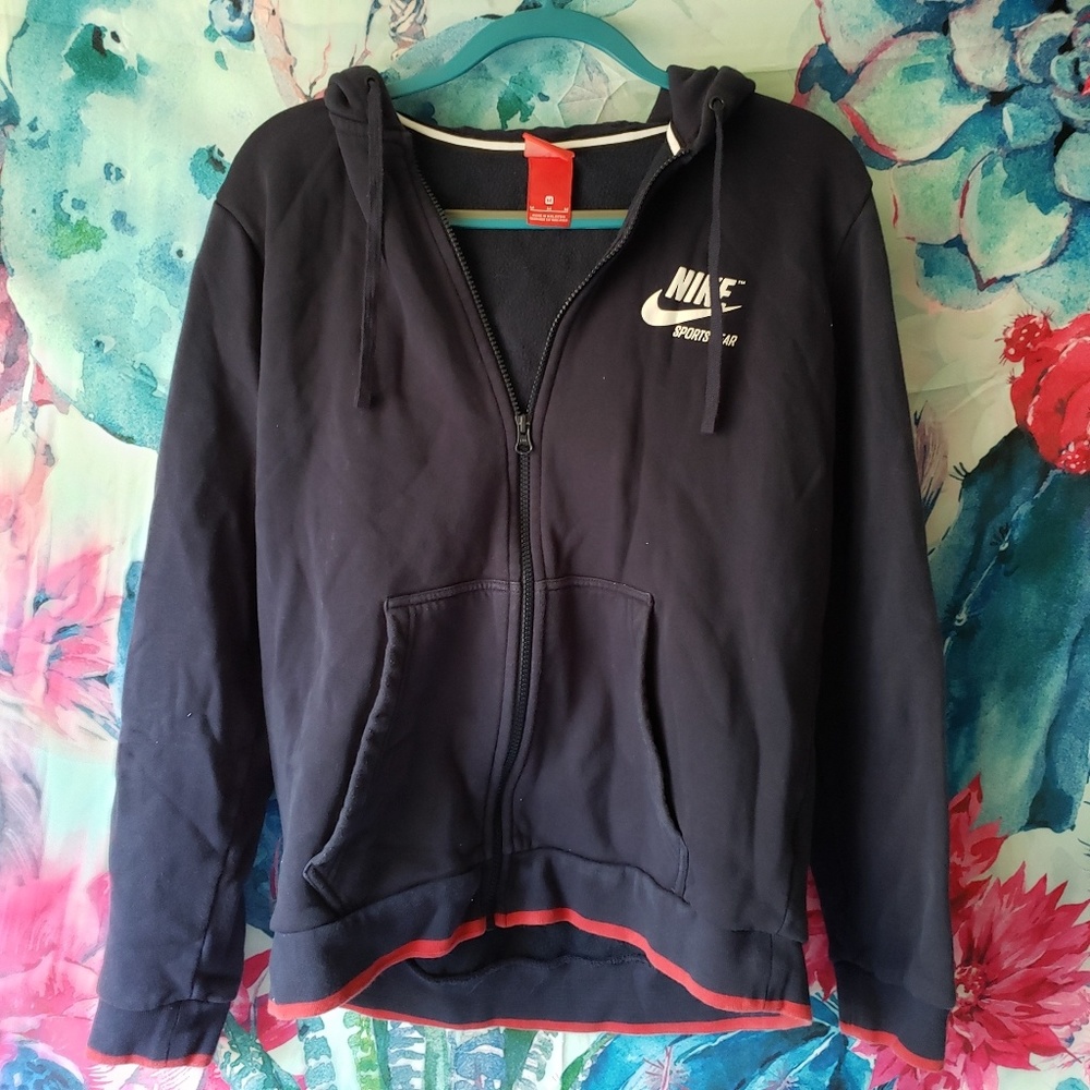 Dark Blue/Red Nike Zip-up Hoodie